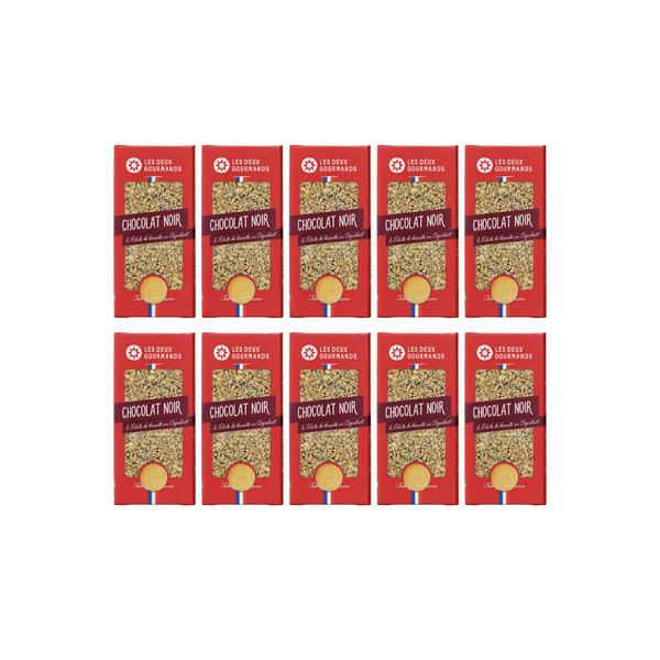 Offre 10 Tablettes Chocolat Noir et Biscuits Coquelicot LES DEUX GOURMANDS