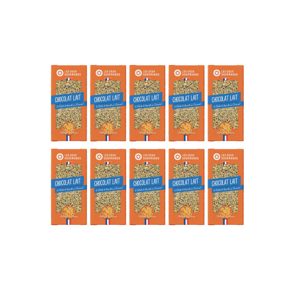 Offre 10 Tablettes Chocolat au Lait et Biscuits Caramel LES DEUX GOURMANDS